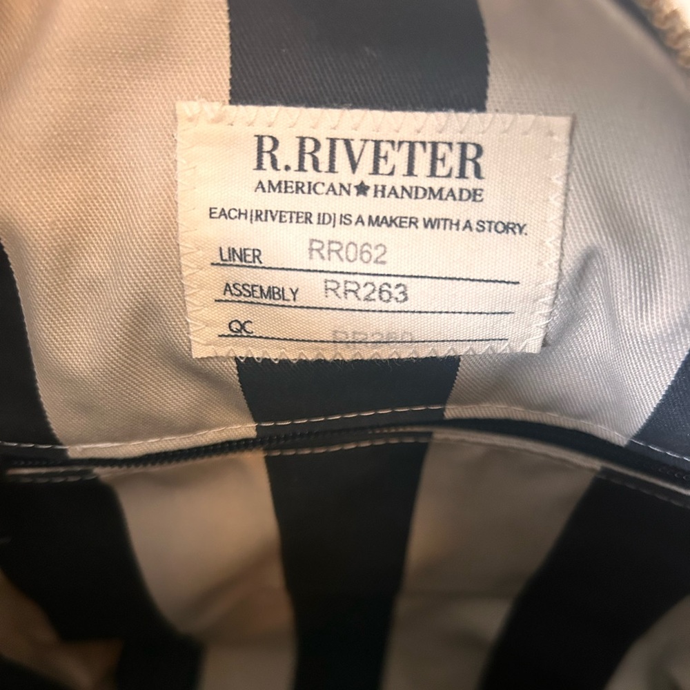 R. Riveter Otto Tote Black Canvas & Brown Leather, Made in USA, Like New. - Picture 6 of 12